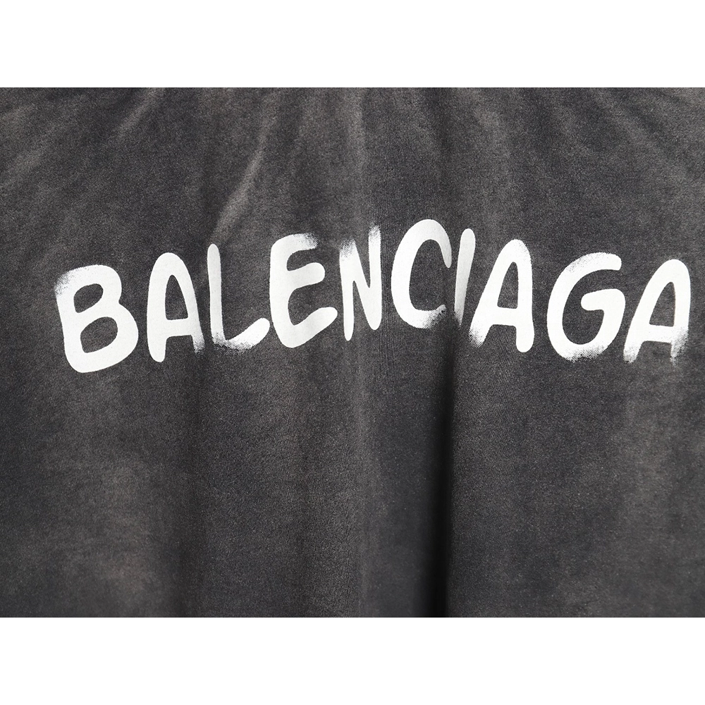 Balenciaga BLCG24ss heavy washed distressed large double B graffiti short-sleeved T-shirt,All order with free shipping Balenciag