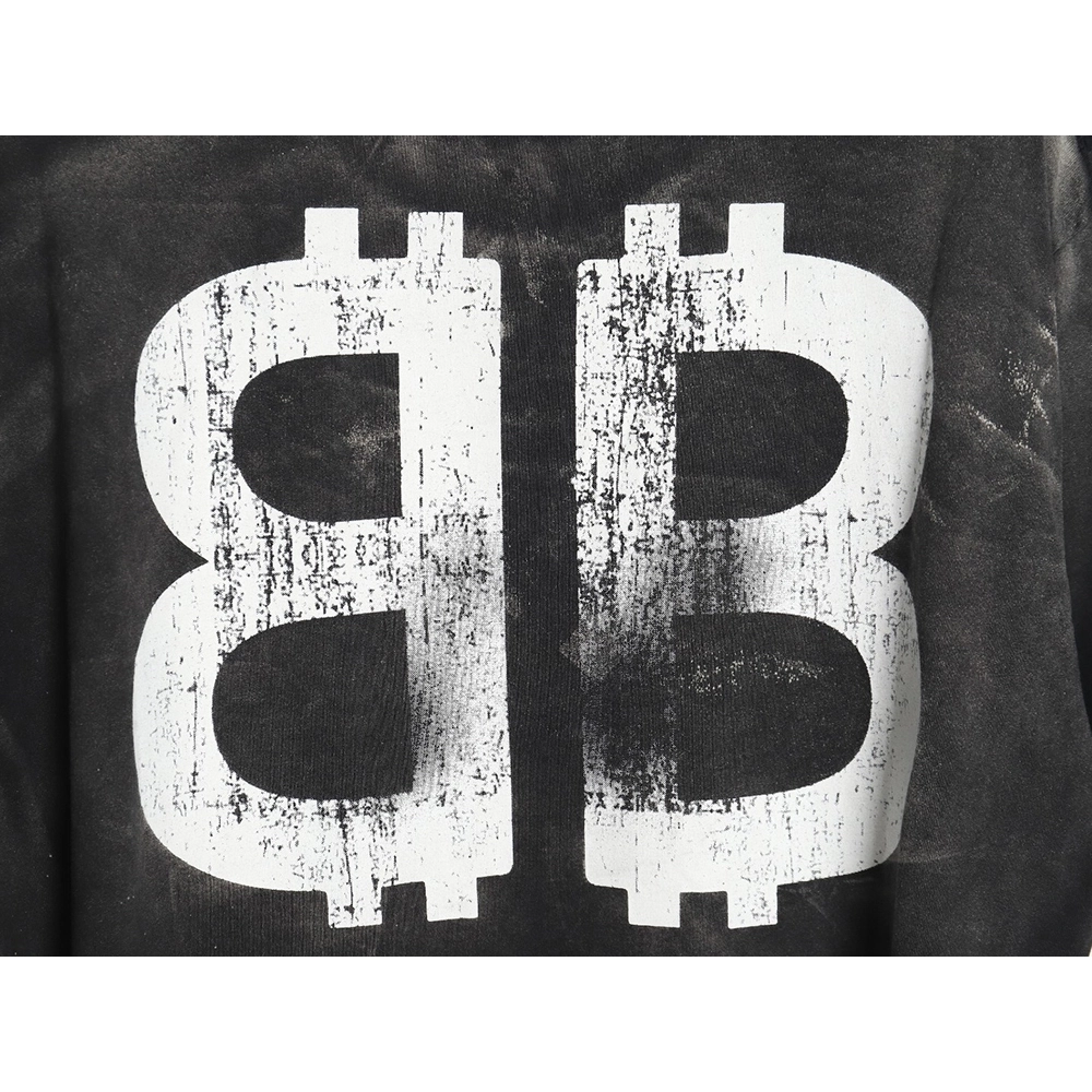 Balenciaga BLCG24ss heavy washed distressed large double B graffiti short-sleeved T-shirt,All order with free shipping Balenciag