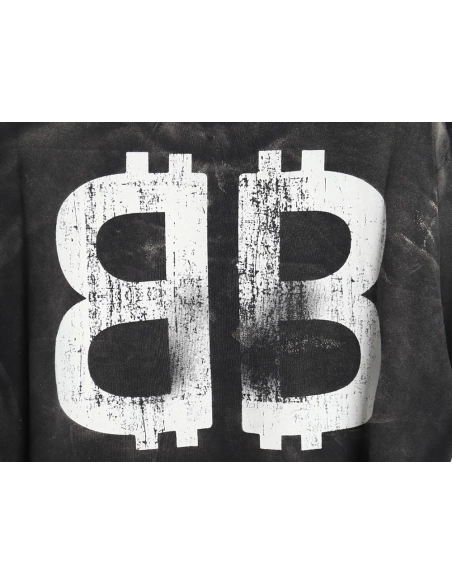 Balenciaga BLCG24ss heavy washed distressed large double B graffiti short-sleeved T-shirt,All order with free shipping Balenciag