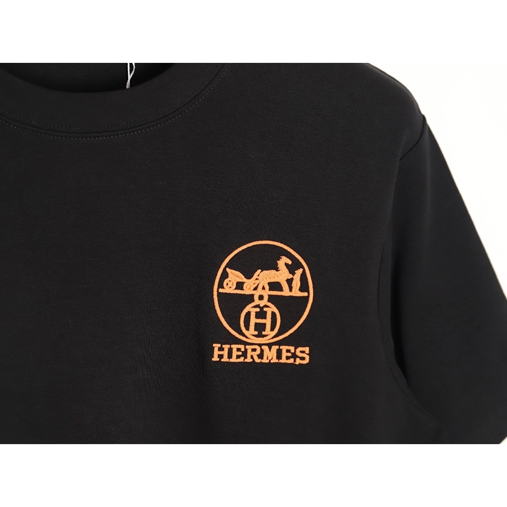Hermes Orange Circle Embroidered Short Sleeve T-Shirt TSK1,All order with free shipping Hermes