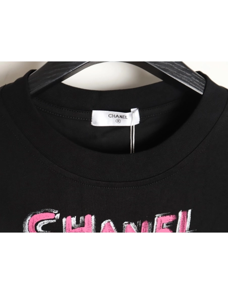 Chanel hand-painted watch dial graffiti short-sleeved T-shirt TSK1,All order with free shipping Chanel