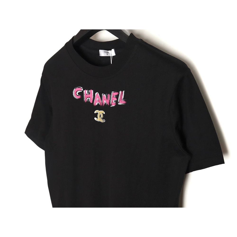 Chanel hand-painted watch dial graffiti short-sleeved T-shirt TSK1,All order with free shipping Chanel