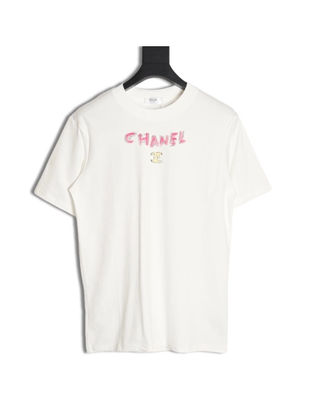 Chanel hand-painted watch dial graffiti short-sleeved T-shirt,All order with free shipping Chanel