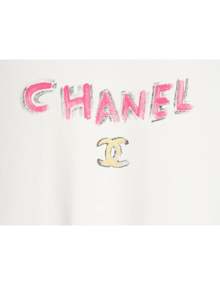 Chanel hand-painted watch dial graffiti short-sleeved T-shirt,All order with free shipping Chanel