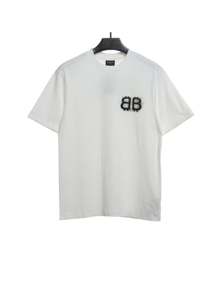 Balenciaga Double B Embroidered Short Sleeve T-Shirt TSK1,All order with free shipping Balenciaga