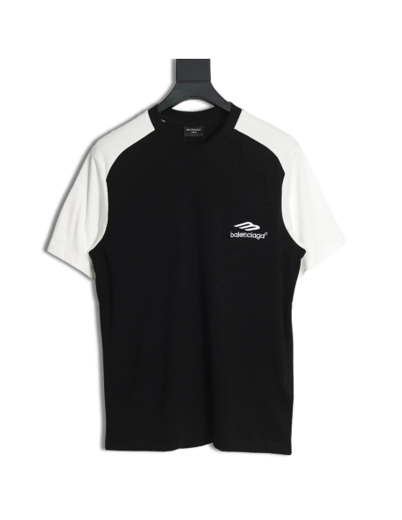 Balenciaga black and white 3M embroidered LOGO short-sleeved T-shirt,All order with free shipping Balenciaga