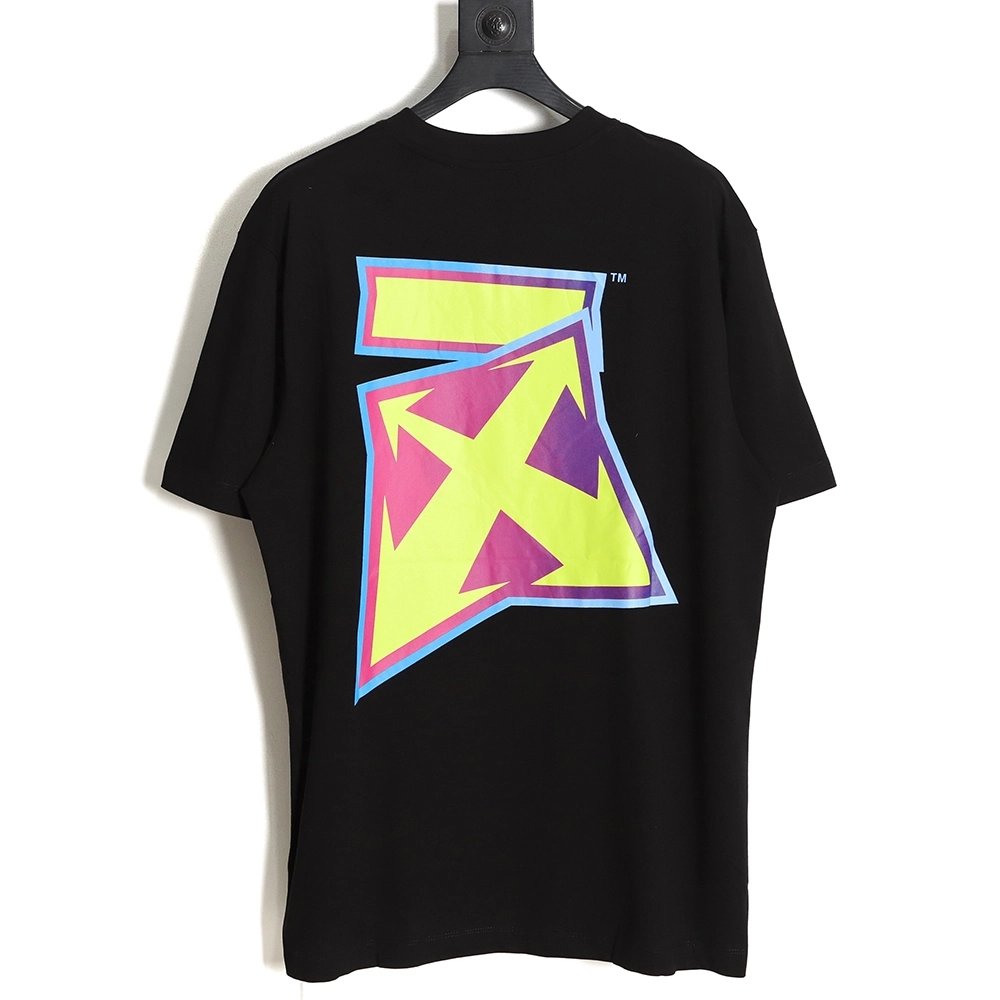 OFF-WHITE OW deformed 3D three-dimensional colorful graffiti arrow short-sleeved T-shirt,All order with free shipping Off White