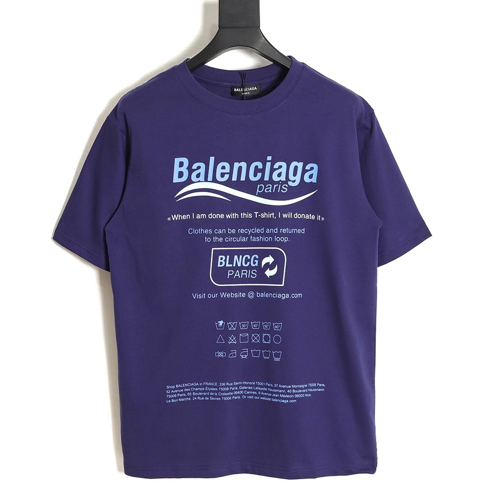 Balenciaga Balenciaga new environmental protection series wave LOGO short-sleeved T-shirt TSK2,All order with free shipping Bale