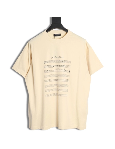 Balenciaga 24SS Music Score Short Sleeve T-Shirt,All order with free shipping Balenciaga