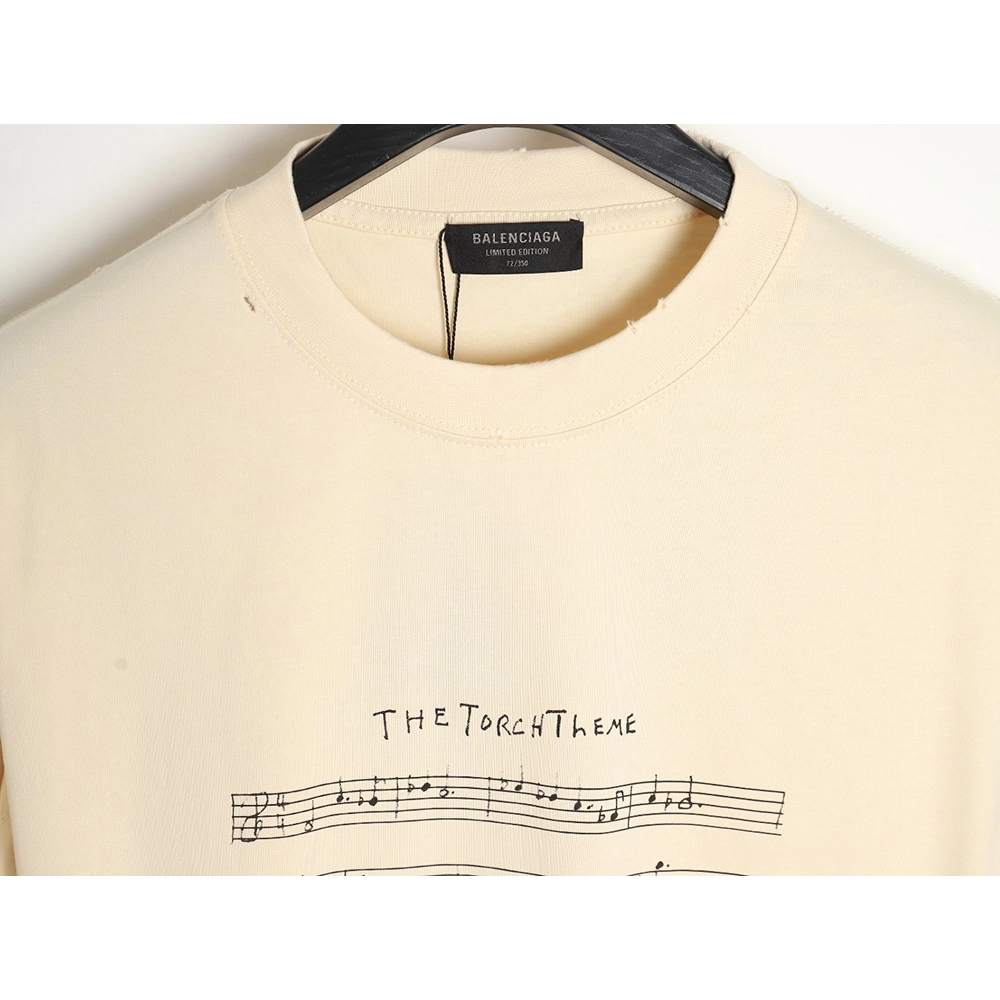Balenciaga 24SS Music Score Short Sleeve T-Shirt,All order with free shipping Balenciaga