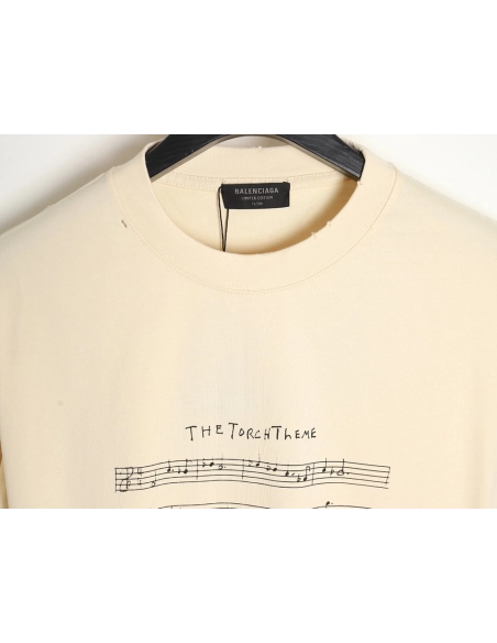 Balenciaga 24SS Music Score Short Sleeve T-Shirt,All order with free shipping Balenciaga