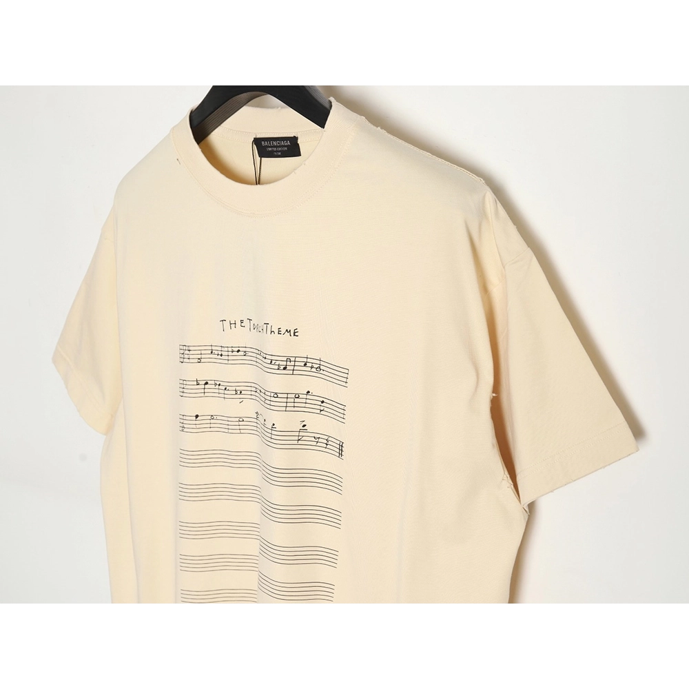 Balenciaga 24SS Music Score Short Sleeve T-Shirt,All order with free shipping Balenciaga