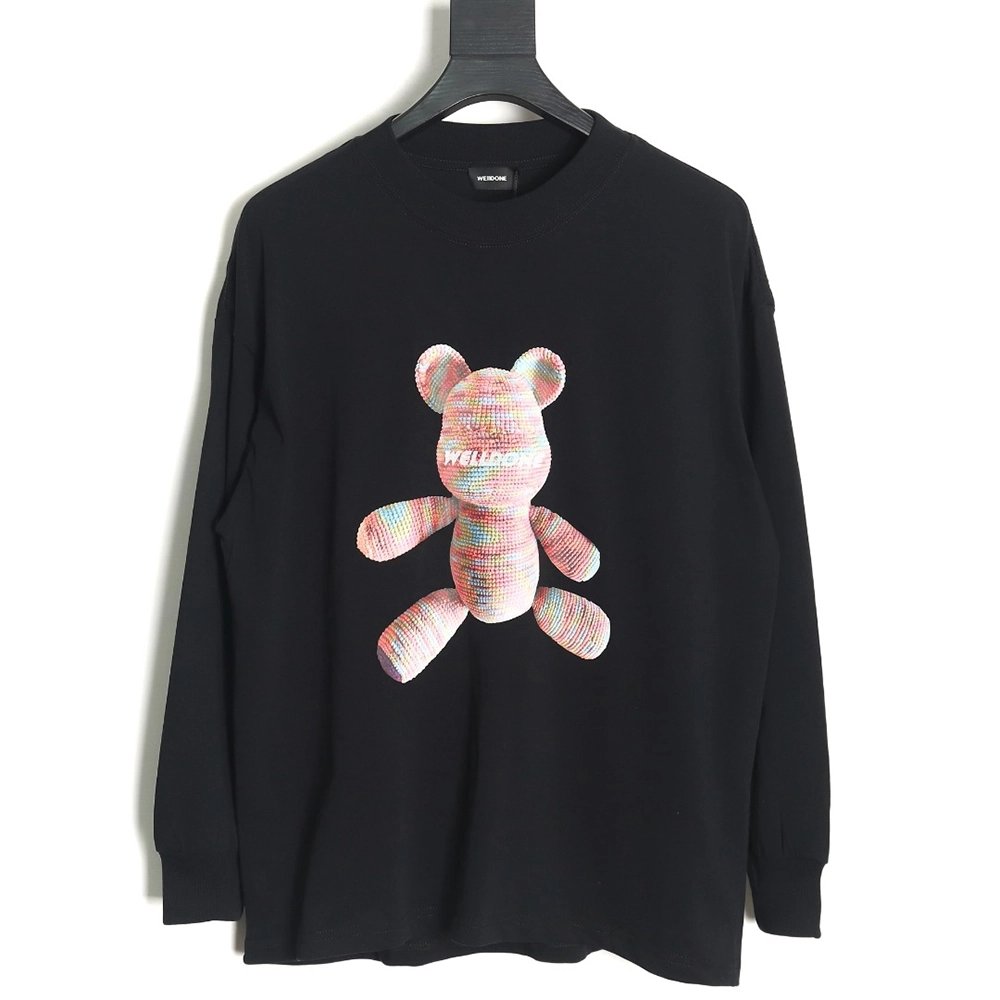 We11 Done wool bear print long-sleeved T-shirt,All order with free shipping We11done
