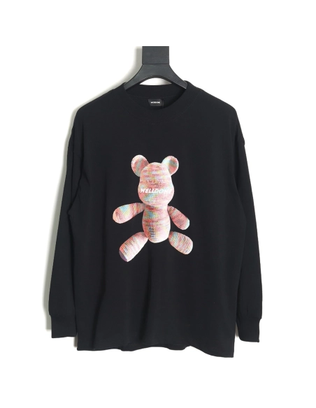 We11 Done wool bear print long-sleeved T-shirt,All order with free shipping We11done