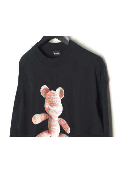 We11 Done wool bear print long-sleeved T-shirt,All order with free shipping We11done