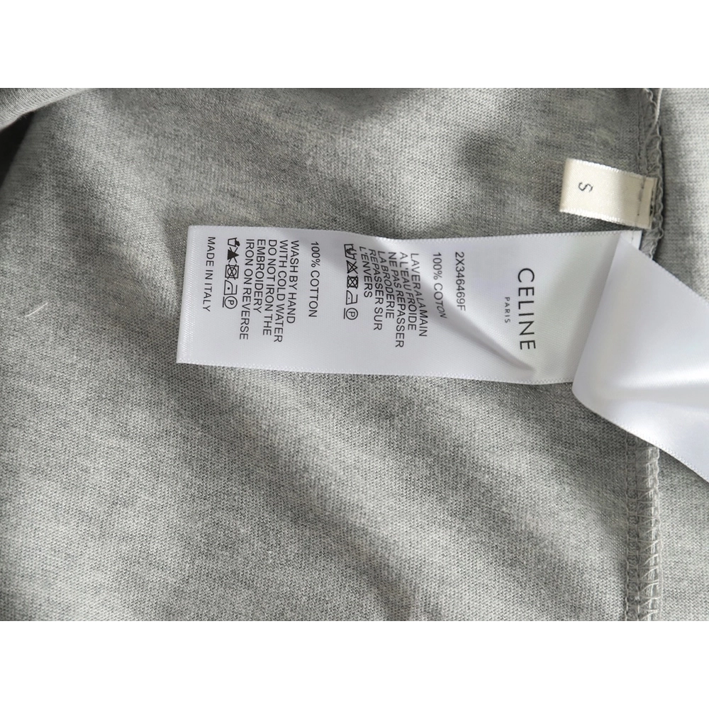 Celine flocked letter patchwork long-sleeved T-shirt TSK1,All order with free shipping Celine