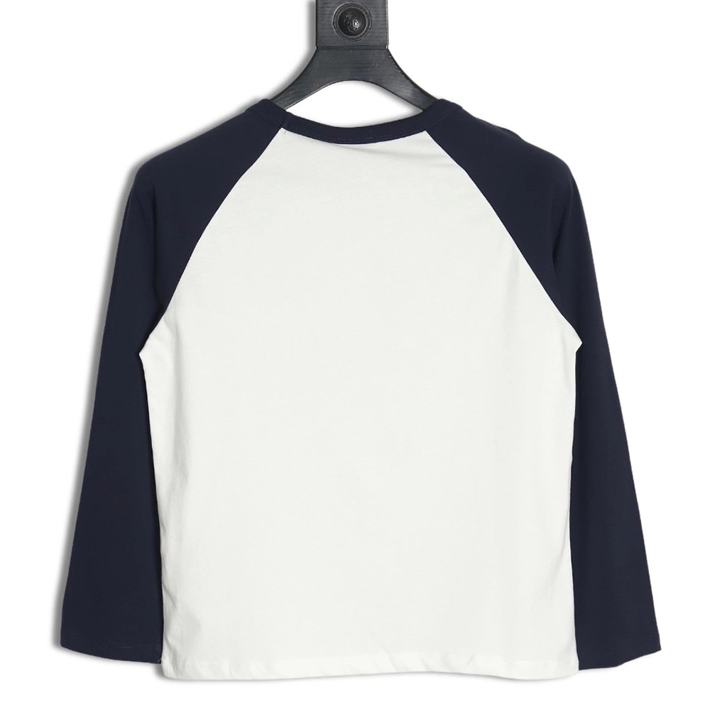 Celine flocked letter patchwork long-sleeved T-shirt,All order with free shipping Celine
