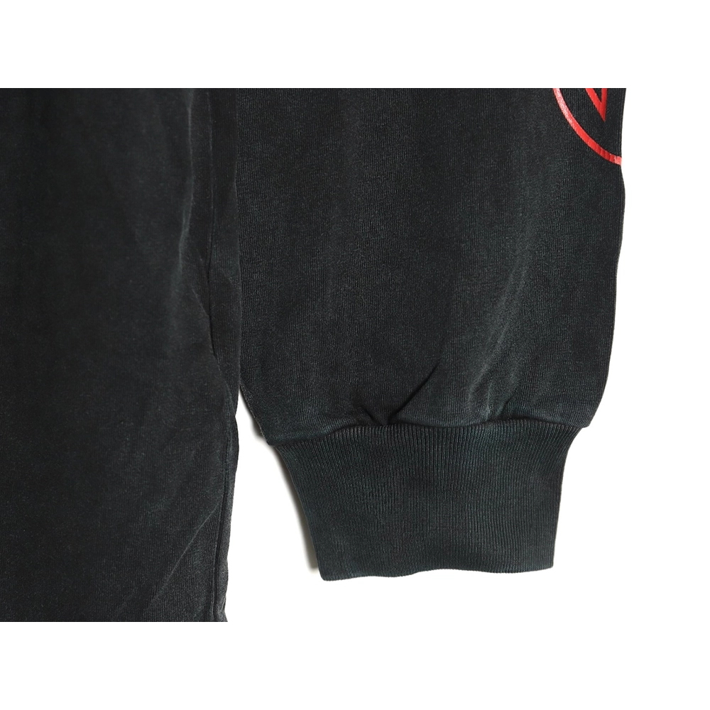 Balenciaga cracked double B washed black long-sleeved T-shirt,All order with free shipping Balenciaga