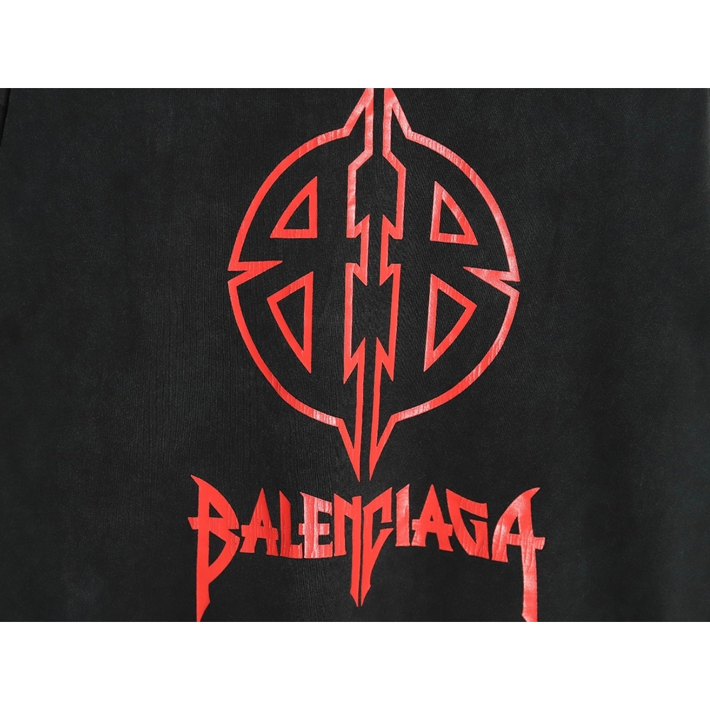 Balenciaga cracked double B washed black long-sleeved T-shirt,All order with free shipping Balenciaga