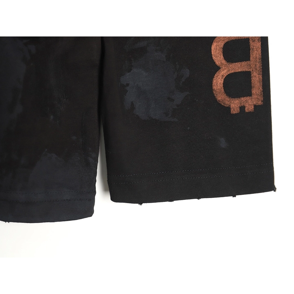 Balenciaga Double B washed hand-painted distressed Bitcoin long-sleeved T-shirt,All order with free shipping Balenciaga