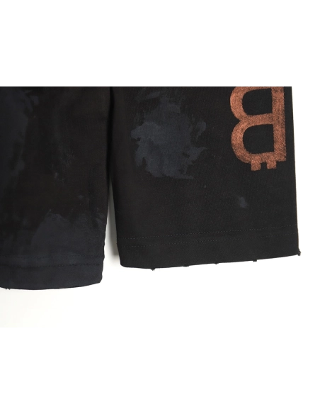Balenciaga Double B washed hand-painted distressed Bitcoin long-sleeved T-shirt,All order with free shipping Balenciaga