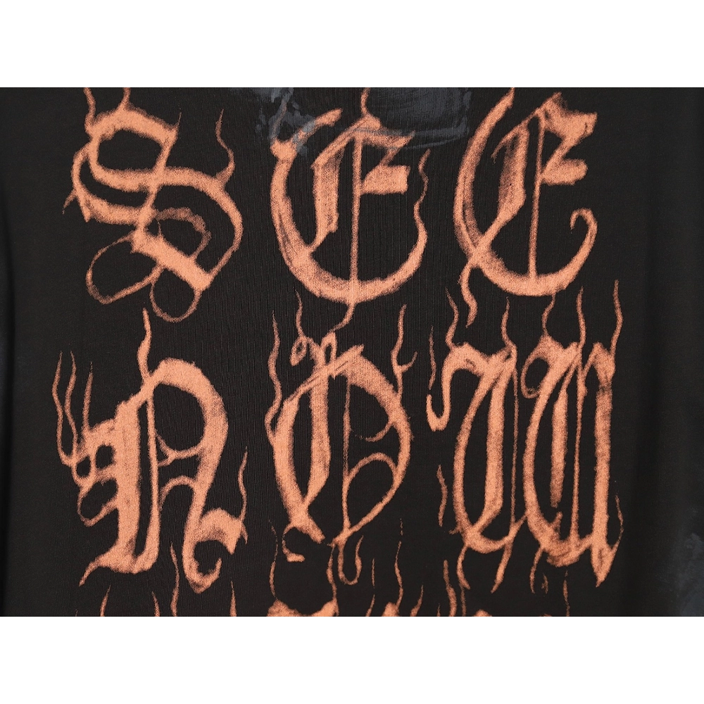 Balenciaga mud-dyed distressed metal Sanskrit long-sleeved T-shirt,All order with free shipping Balenciaga