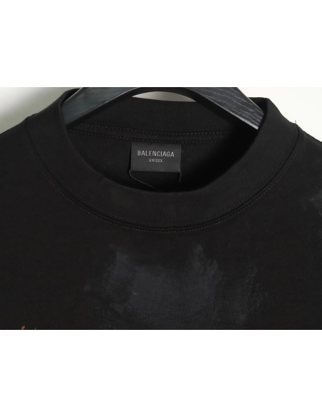 Balenciaga mud-dyed distressed metal Sanskrit long-sleeved T-shirt,All order with free shipping Balenciaga