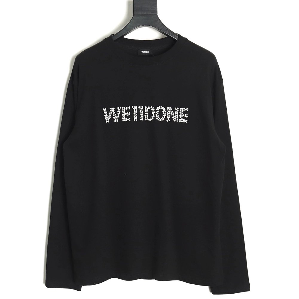WE11 DONE Pearl Lettering Long Sleeve T-shirt TSK1,All order with free shipping We11done