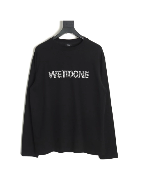WE11 DONE Pearl Lettering Long Sleeve T-shirt TSK1,All order with free shipping We11done