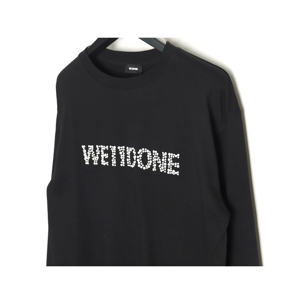 WE11 DONE Pearl Lettering Long Sleeve T-shirt TSK1,All order with free shipping We11done