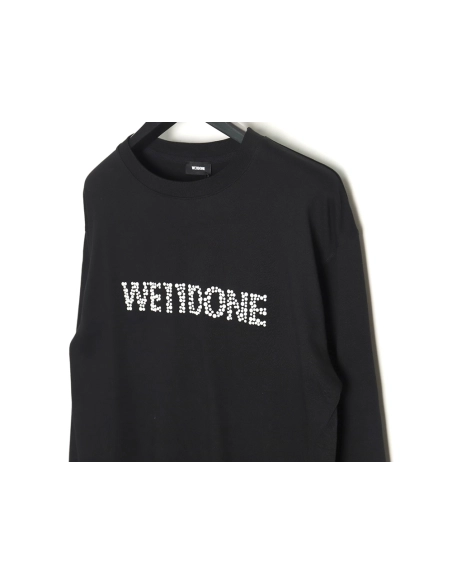 WE11 DONE Pearl Lettering Long Sleeve T-shirt TSK1,All order with free shipping We11done