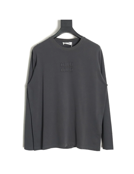 Miu Miu long-sleeved T-shirt with alphabet patchwork TSK1,All order with free shipping Miu Miu