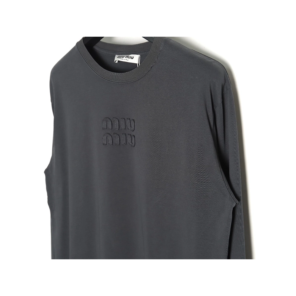 Miu Miu long-sleeved T-shirt with alphabet patchwork TSK1,All order with free shipping Miu Miu
