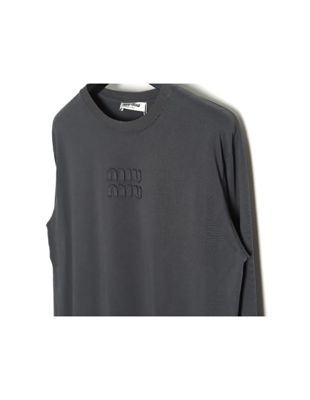 Miu Miu long-sleeved T-shirt with alphabet patchwork TSK1,All order with free shipping Miu Miu