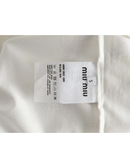 Miu Miu long-sleeved T-shirt with alphabet patchwork,All order with free shipping Miu Miu
