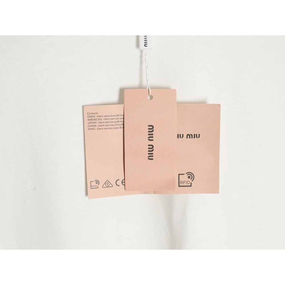 Miu Miu long-sleeved T-shirt with alphabet patchwork,All order with free shipping Miu Miu