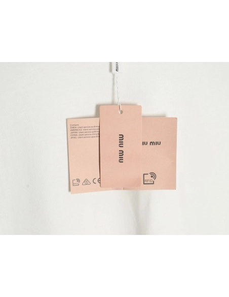 Miu Miu long-sleeved T-shirt with alphabet patchwork,All order with free shipping Miu Miu