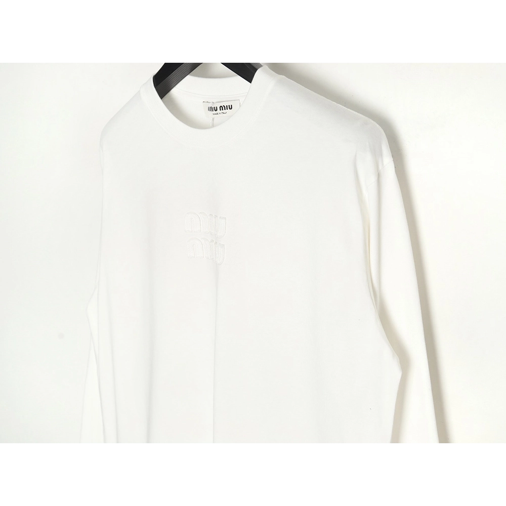Miu Miu long-sleeved T-shirt with alphabet patchwork,All order with free shipping Miu Miu