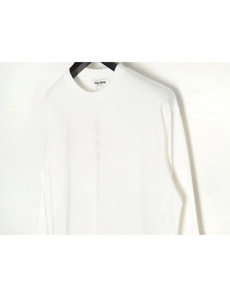 Miu Miu long-sleeved T-shirt with alphabet patchwork,All order with free shipping Miu Miu