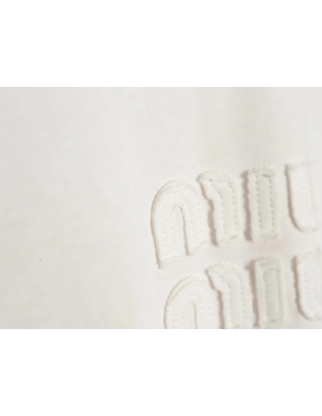 Miu Miu long-sleeved T-shirt with alphabet patchwork,All order with free shipping Miu Miu