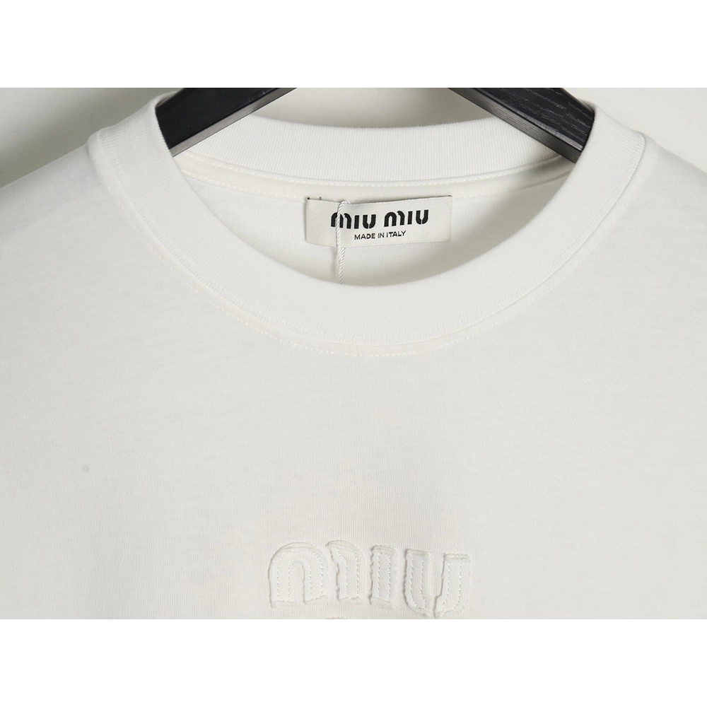 Miu Miu long-sleeved T-shirt with alphabet patchwork,All order with free shipping Miu Miu