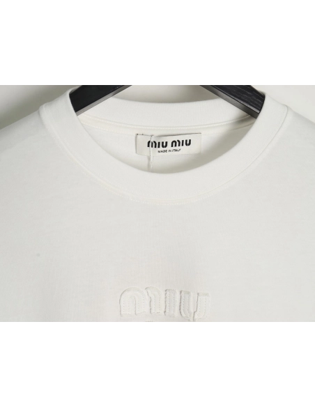 Miu Miu long-sleeved T-shirt with alphabet patchwork,All order with free shipping Miu Miu