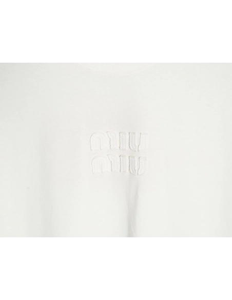 Miu Miu long-sleeved T-shirt with alphabet patchwork,All order with free shipping Miu Miu