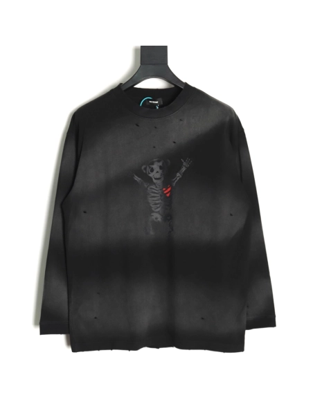 WE11 DONE Heart Skull Gradient Print Long Sleeve T-shirt TSK1,All order with free shipping We11done