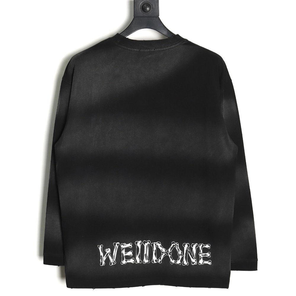 WE11 DONE Heart Skull Gradient Print Long Sleeve T-shirt TSK1,All order with free shipping We11done