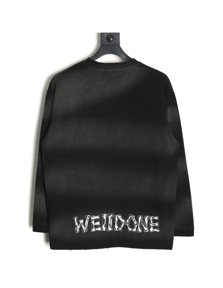 WE11 DONE Heart Skull Gradient Print Long Sleeve T-shirt TSK1,All order with free shipping We11done