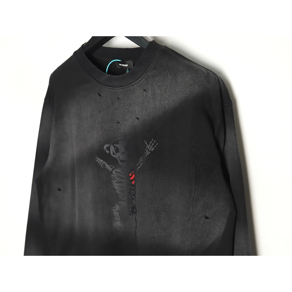 WE11 DONE Heart Skull Gradient Print Long Sleeve T-shirt TSK1,All order with free shipping We11done