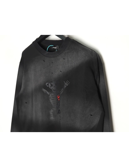 WE11 DONE Heart Skull Gradient Print Long Sleeve T-shirt TSK1,All order with free shipping We11done