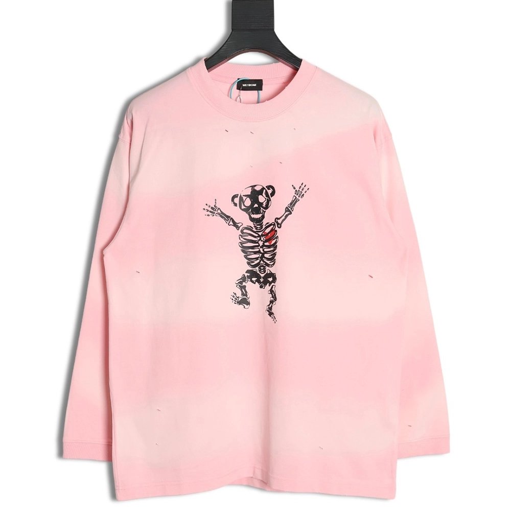 WE11 DONE Heart Skull Gradient Print Long Sleeve T-shirt,All order with free shipping We11done