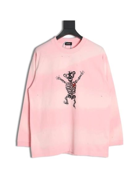 WE11 DONE Heart Skull Gradient Print Long Sleeve T-shirt,All order with free shipping We11done